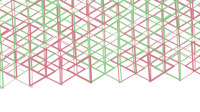 Red and green geometric pattern on white background
