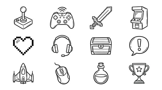 Gaming and technology icons collection.