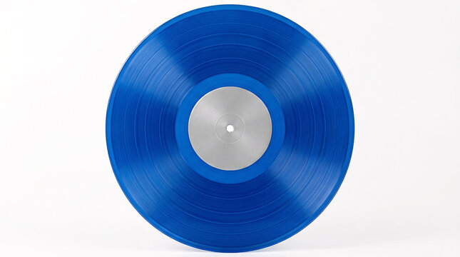 Blue vinyl record isolated on white