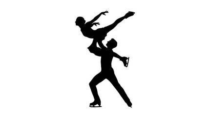 Obraz premium Silhouette of couple ice skating together outdoors