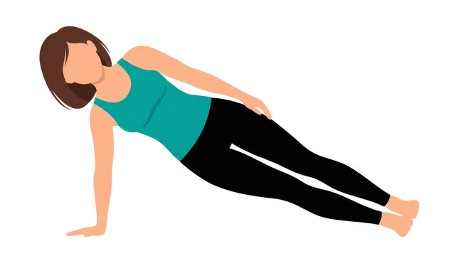 Woman Performing Side Plank Yoga Pose Fitness Exercise Illustration