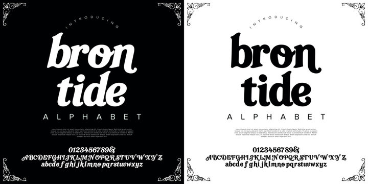 Bron Tide Font Smooth Vintage Retro Serif Alphabet with Ornate Corners