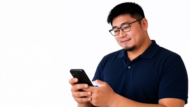 Businessman Using Smartphone On White Background