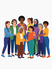 Obraz premium Diverse group of women of different ages and ethnicities standing together in unity and support