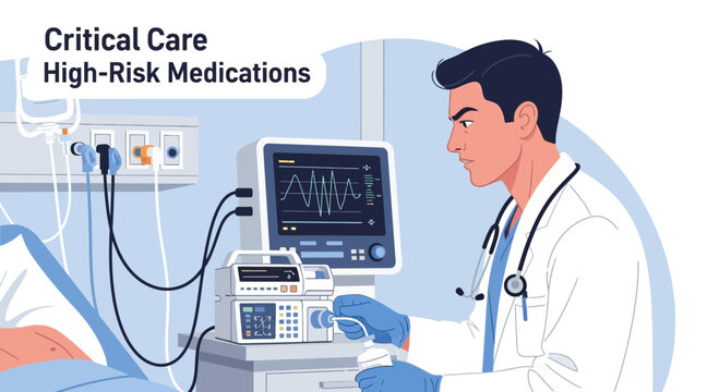 Medical Professional Administering IV Medication in Intensive Care Unit, Healthcare Concept