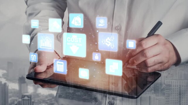 Cost reduction and cost saving through digital transformation, business cost optimization, operational cost reduction, financial savings, and resource efficiency strategy for business success. Funnel
