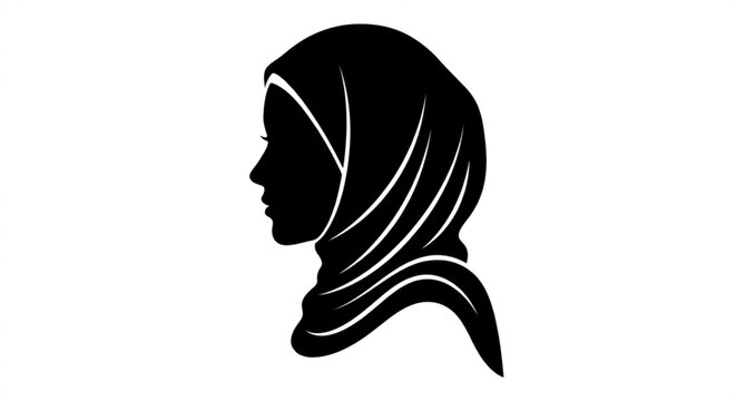 minimalist hijab silhouette profile icon