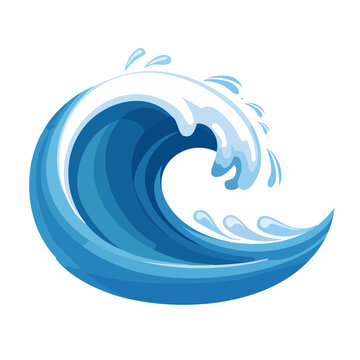 Stylized crashing ocean wave with splashes