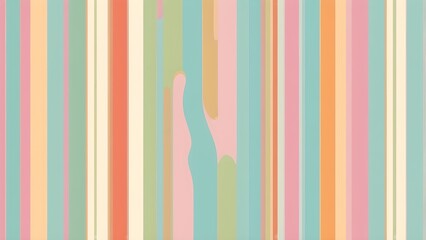 Colorful vertical stripes pattern with soft pastel hues and abstract organic lines, seamless retro background illustration