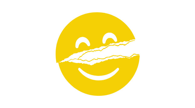 Torn Smiley Face Icon: Hidden Sadness Behind Happy Mask
