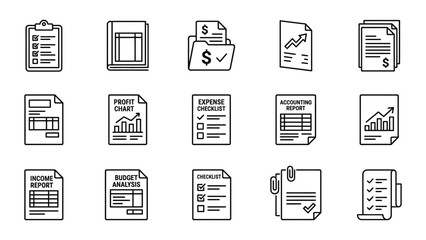 Fototapeta premium Collection of business document icons.