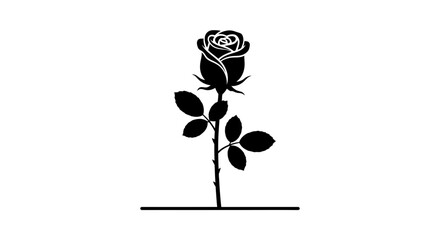 Rose flower standing upright serves as a classic symbol of love, romance, and natural elegance in botanical illustration. © Nevi