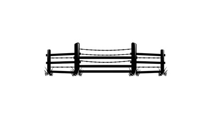 Barbed wire fence stands as a stark black silhouette against a clean white background to represent boundaries. © Nevi