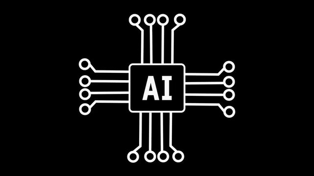 PNG Alpha .AI. Artificial  intelligence .Seamless AI circuit lines loading process HUD UI. High quality 4k footage.