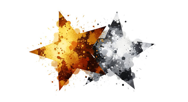 Explosive starbursts dynamic paint splatter graphic in gold silver and black