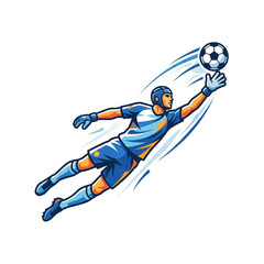 Fototapeta premium Soccer Goalkeeper Catching Ball in Mid-Air.