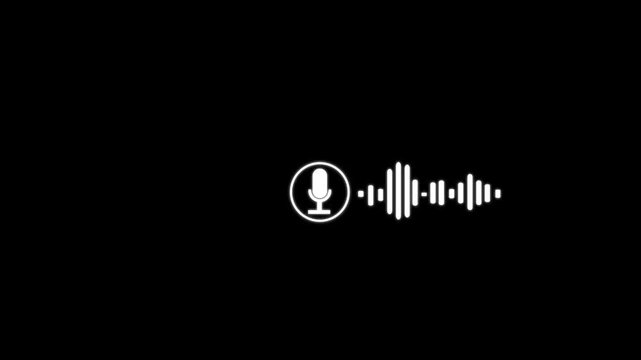 Virtual Female character interview voice animation voice recording and podcast mic microphone button icon animation on transparent background. music equalizer signal concept
