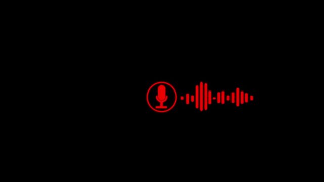 Podcast. Badge, icon stamp logo Motion graphics music equalizer signal concept
