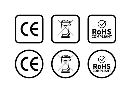 CE RoHS WEEE Symbol Collection for Product Labeling