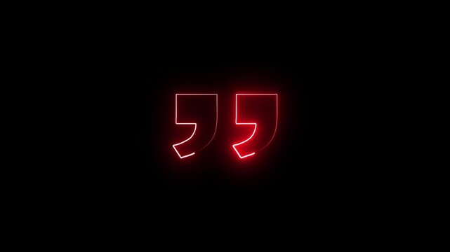 Neon quotation marks glowing red on black background a stylistic typographic element speech quotes dialogue text typography dark illumination sign