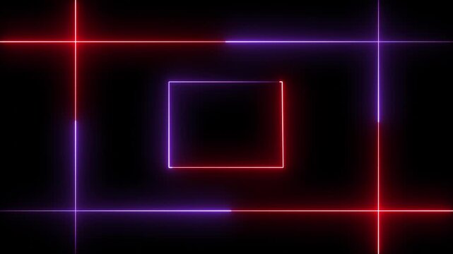 Neon rectangles forming and dissolving in a grid pattern on black background stock footage video rectangle lines glow light abstract
