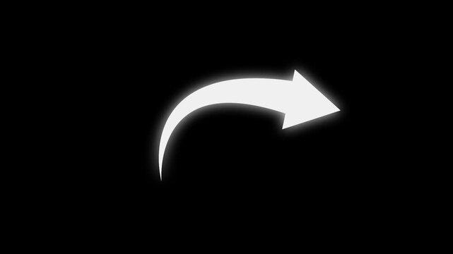 Curving arrow rotates counterclockwise across three frames in black background footage video rotating