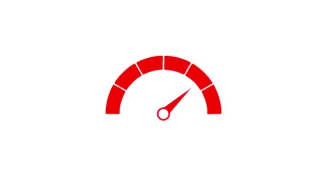 Speedometer gauge increasing from zero to maximum on white background stock footage video