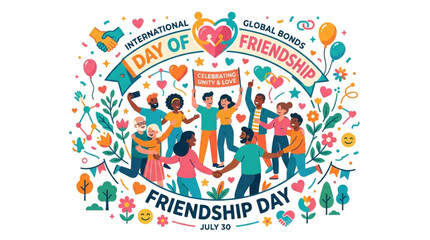 Obraz premium People celebrating international day of friendship with colorful decorations