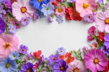 Fototapeta premium Colorful floral border frame