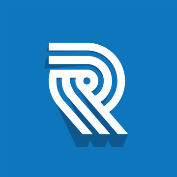 R letter logo formed by two parallel lines with noise texture.