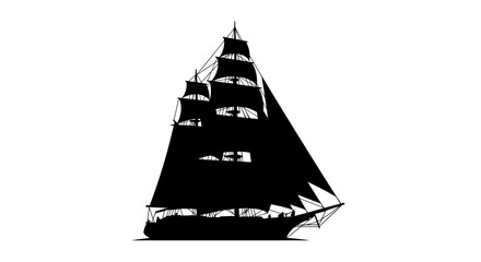 Sailing ship, sailboat, vector silhouette, black illustration, nautical icon Vector © MstShopna