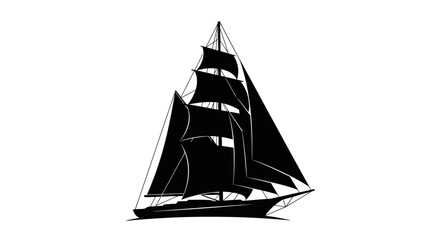 Sailing ship, sailboat, vector illustration, nautical icon, black and white Vector © MstShopna