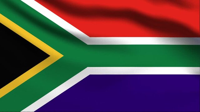 Full screen loop video of South Africa flag waving