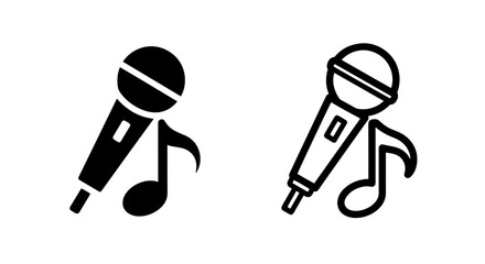 Musical performance microphone icon set in glyph and outline style