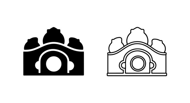 Camera icon set design in solid and linear styles with photography, equipment