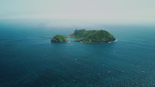 Aerial view of vila franca do campo islet in the azores