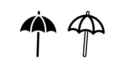 Beach parasol umbrella icons in filled and linear design with umbrella, vacation © MdDelowar