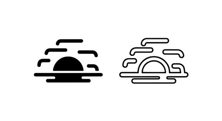 Obraz premium Sun setting over clouds weather symbols with forecast meteorology atmosphere