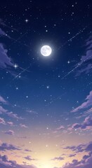Fototapeta premium Moonlit Night Sky with Stars Shining.