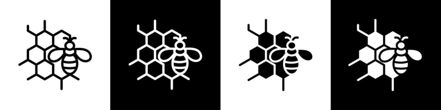 Bee symbolism black and white icon design concept