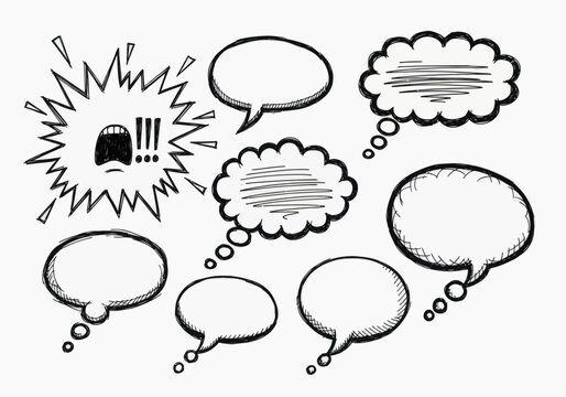 Black and white speech bubbles comic.