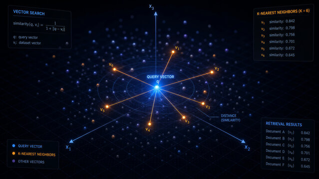 Vector Search and K-Nearest Neighbors Machine Learning Diagram