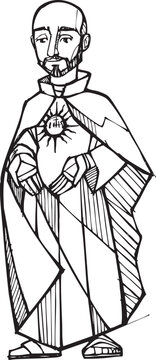 Hand Drawn Illustration of Saint Ignatius of Loyola