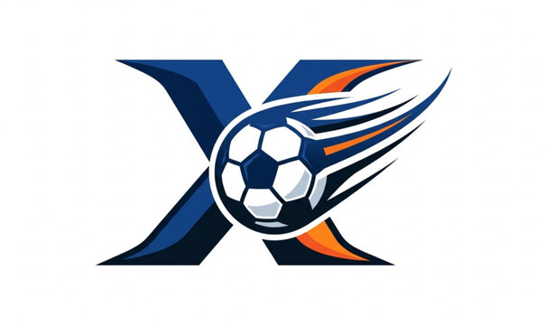 Letter X and Moving Soccer Ball Sports Logo Vector Design