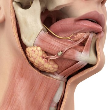 Salivary Stone Blocking the Salivary Duct in Human Oral Anatomy