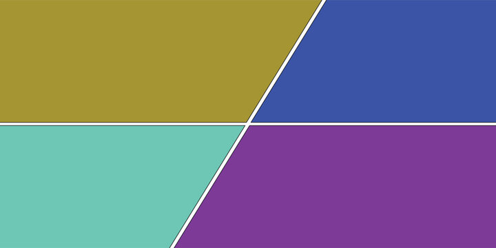 Empty comic book page layout with 4 dynamic colorful panels. Blank storyboard template with asymmetric diagonal grid for manga, webtoon, and pop art design.