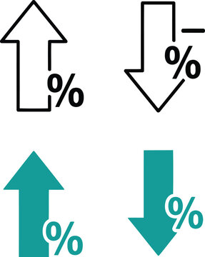 Up and down percentage change arrows icon set Vector