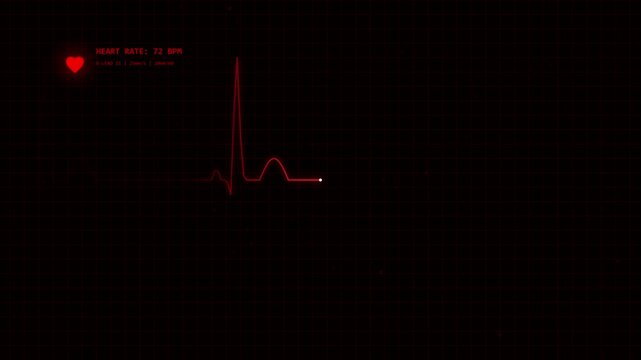 Heartbeat flatline 4K heart monitor