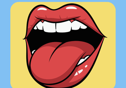 Cartoon mouth with tongue out expression.