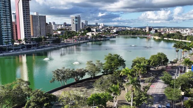 Lakefront Park In Campina Grande In Paraiba Brazil. Lakefront Landscape. Beautiful Cityscape. Lakefront Park In Campina Grande In Paraiba Brazil. Downtown Skyline. Tourism Landmark. 